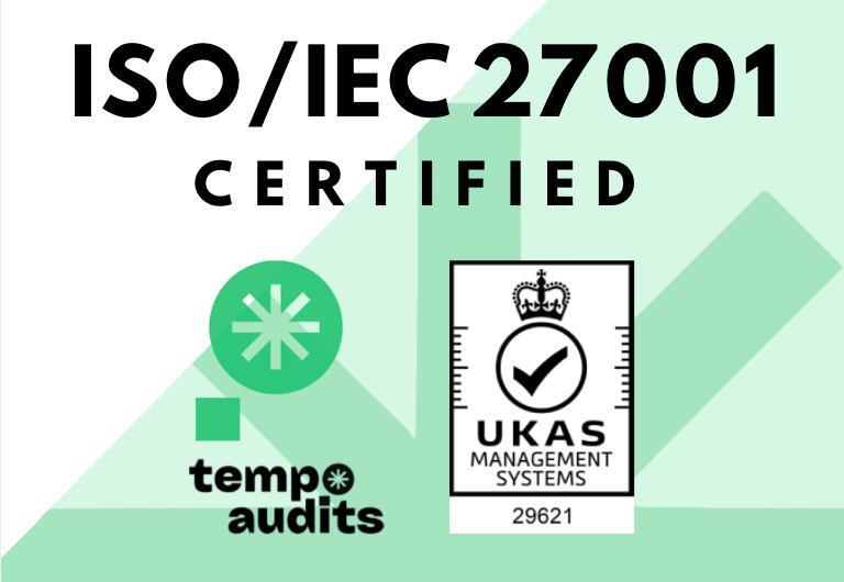 Tempo Audits and UKAS ISO/IEC 27001 certification badge